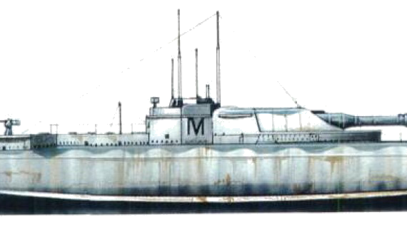 HMS M.I [Submarine] (1916) - drawings, dimensions, figures